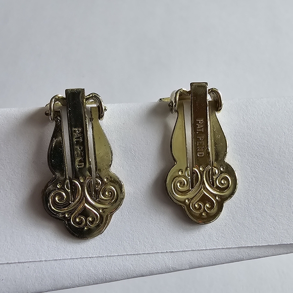 Vintage clip earrings clipon gold tone retro - Picture 8 of 10